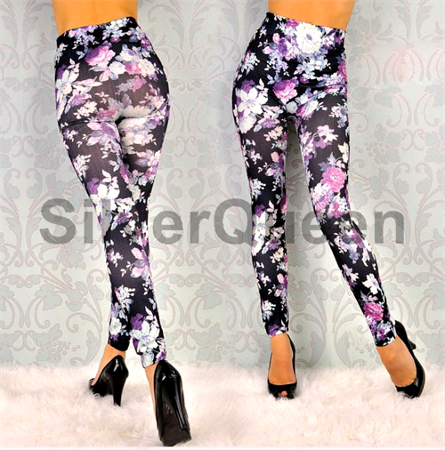 Stretch leggings med blomster